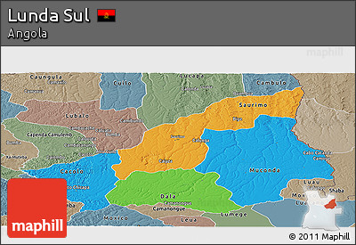 Political Panoramic Map of Lunda Sul, semi-desaturated
