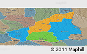 Political Panoramic Map of Lunda Sul, semi-desaturated