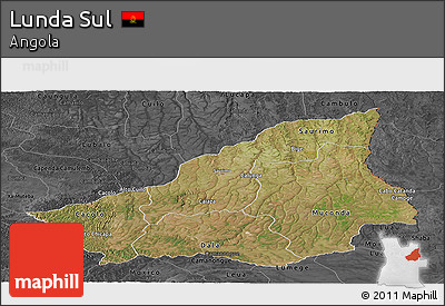 Satellite Panoramic Map of Lunda Sul, darken, desaturated