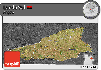 Satellite Panoramic Map of Lunda Sul, darken, desaturated