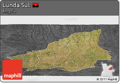 Satellite Panoramic Map of Lunda Sul, darken, desaturated