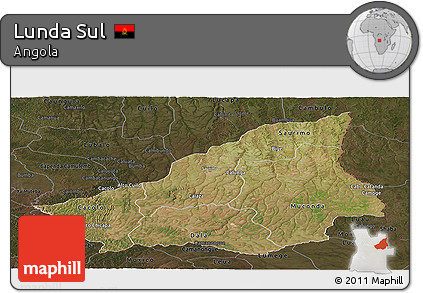 Satellite Panoramic Map of Lunda Sul, darken