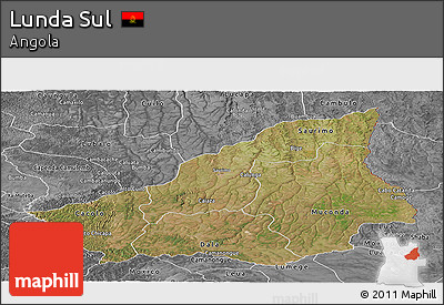 Satellite Panoramic Map of Lunda Sul, desaturated