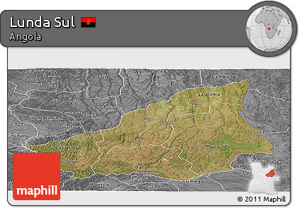 Satellite Panoramic Map of Lunda Sul, desaturated