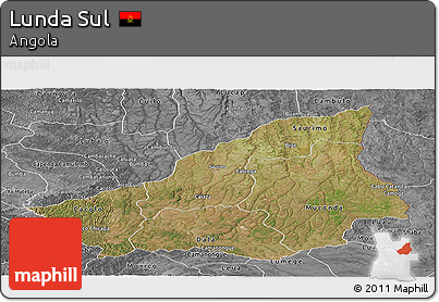 Satellite Panoramic Map of Lunda Sul, desaturated