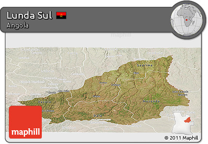 Satellite Panoramic Map of Lunda Sul, lighten
