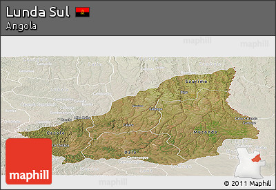Satellite Panoramic Map of Lunda Sul, lighten