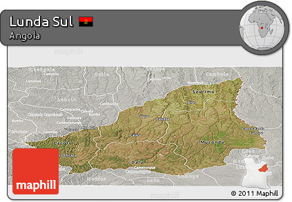 Satellite Panoramic Map of Lunda Sul, lighten, semi-desaturated