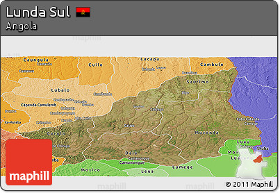 Satellite Panoramic Map of Lunda Sul, political shades outside