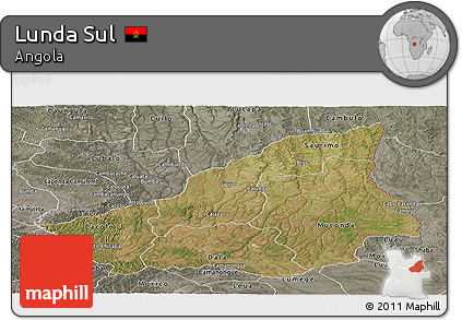 Satellite Panoramic Map of Lunda Sul, semi-desaturated