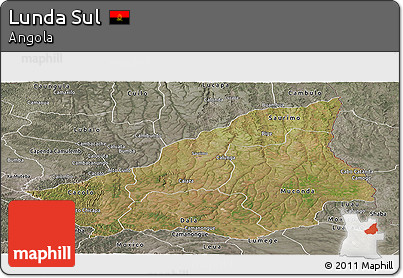 Satellite Panoramic Map of Lunda Sul, semi-desaturated