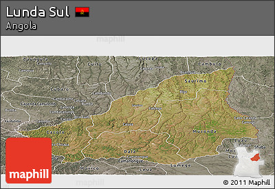 Satellite Panoramic Map of Lunda Sul, semi-desaturated