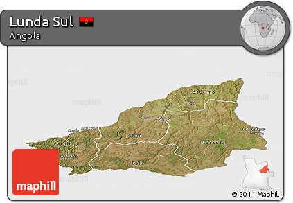 Satellite Panoramic Map of Lunda Sul, single color outside
