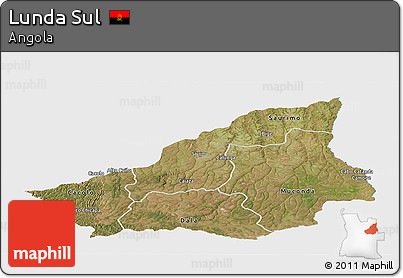 Satellite Panoramic Map of Lunda Sul, single color outside