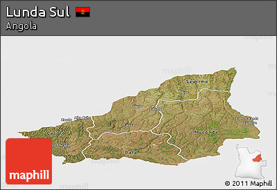 Satellite Panoramic Map of Lunda Sul, single color outside