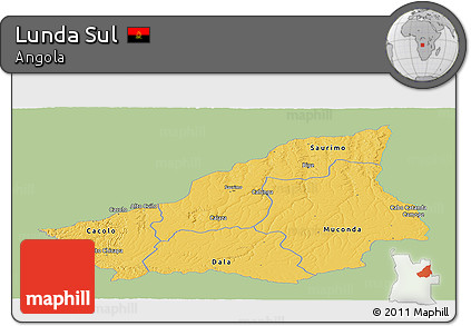 Savanna Style Panoramic Map of Lunda Sul, single color outside