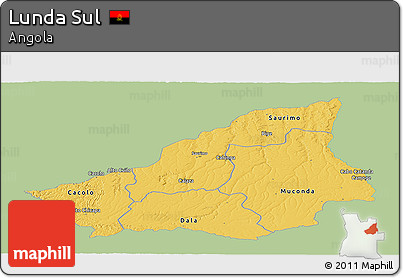 Savanna Style Panoramic Map of Lunda Sul, single color outside