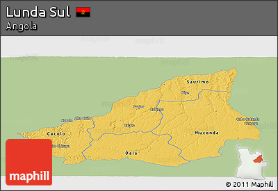 Savanna Style Panoramic Map of Lunda Sul, single color outside