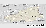 Shaded Relief Panoramic Map of Lunda Sul, desaturated