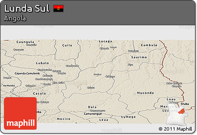 Shaded Relief Panoramic Map of Lunda Sul