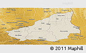 Shaded Relief Panoramic Map of Lunda Sul, physical outside