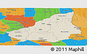 Shaded Relief Panoramic Map of Lunda Sul, political outside