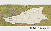 Shaded Relief Panoramic Map of Lunda Sul, satellite outside