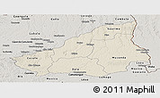 Shaded Relief Panoramic Map of Lunda Sul, semi-desaturated