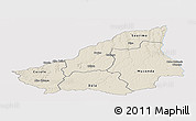 Shaded Relief Panoramic Map of Lunda Sul, single color outside