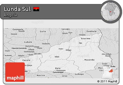 Silver Style Panoramic Map of Lunda Sul