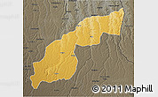 Physical 3D Map of Saurimo, darken, semi-desaturated