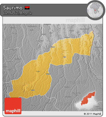 Physical 3D Map of Saurimo, desaturated