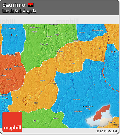 Political 3D Map of Saurimo