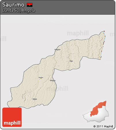 Shaded Relief 3D Map of Saurimo, cropped outside