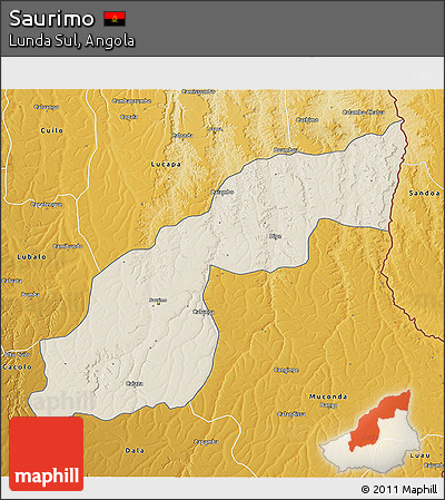 Shaded Relief 3D Map of Saurimo, physical outside