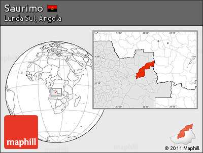 Blank Location Map of Saurimo, highlighted country