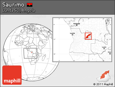 Blank Location Map of Saurimo, highlighted parent region, within the entire country