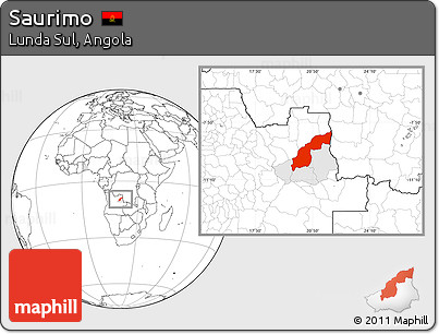 Blank Location Map of Saurimo, highlighted parent region