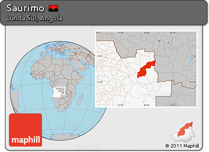 Gray Location Map of Saurimo, highlighted country