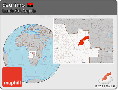 Gray Location Map of Saurimo, highlighted country