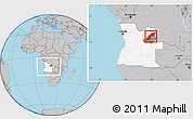 Gray Location Map of Saurimo, highlighted country, highlighted parent region, within the entire country