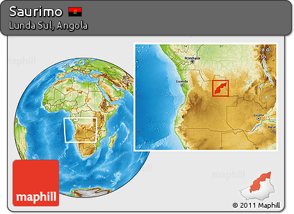 Physical Location Map of Saurimo, within the entire country