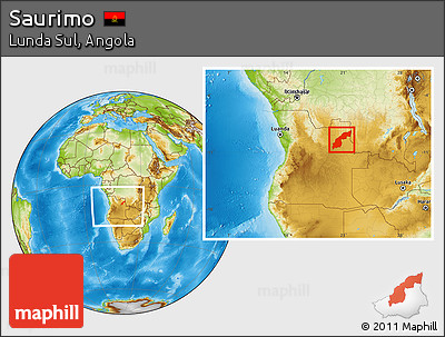 Physical Location Map of Saurimo, within the entire country