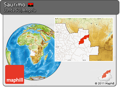 Physical Location Map of Saurimo, highlighted country