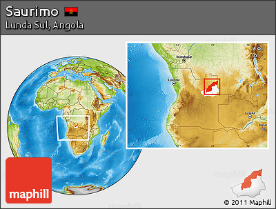 Physical Location Map of Saurimo, highlighted parent region, within the entire country