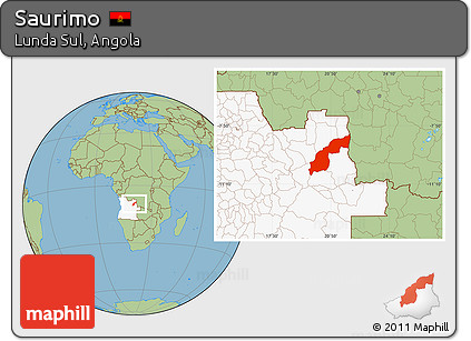 Savanna Style Location Map of Saurimo, highlighted country