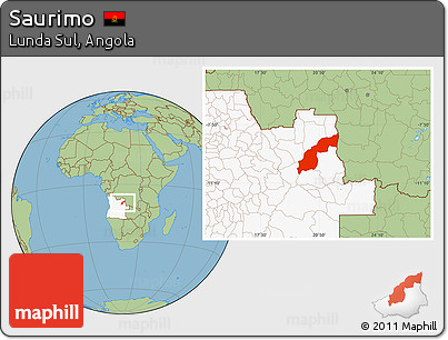 Savanna Style Location Map of Saurimo, highlighted country