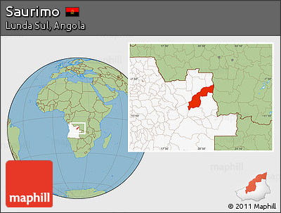 Savanna Style Location Map of Saurimo, highlighted country