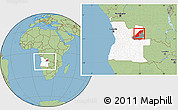 Savanna Style Location Map of Saurimo, highlighted country, highlighted parent region, within the entire country