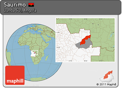 Savanna Style Location Map of Saurimo, highlighted country, highlighted parent region